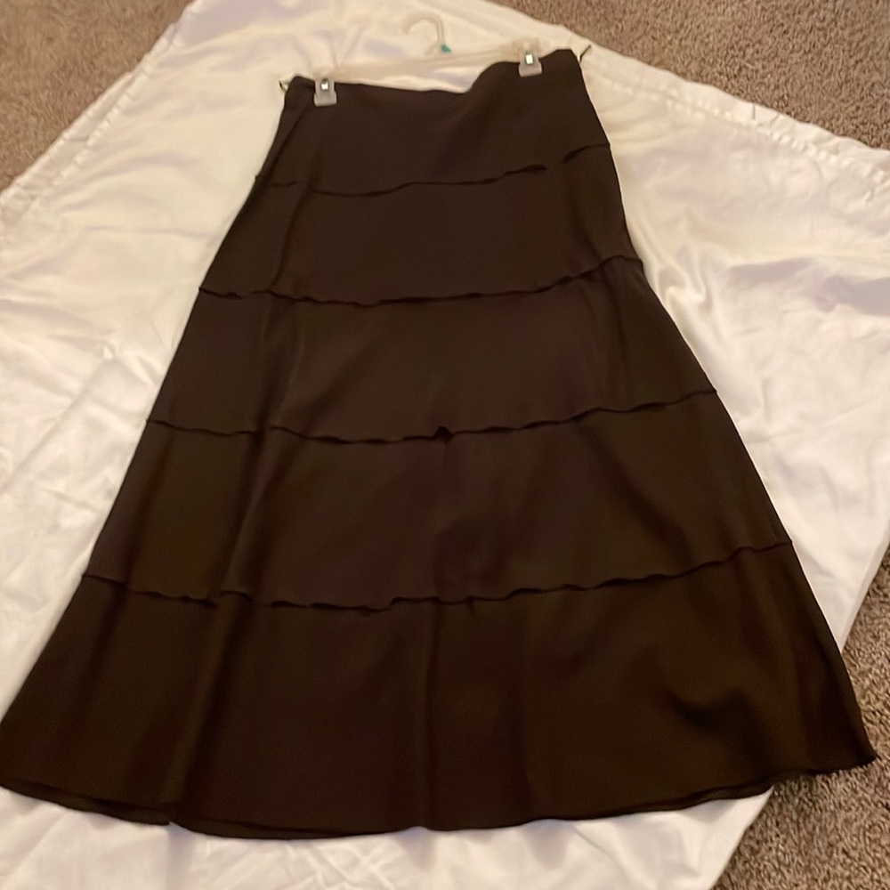Full length chocolate brown skirt size 8